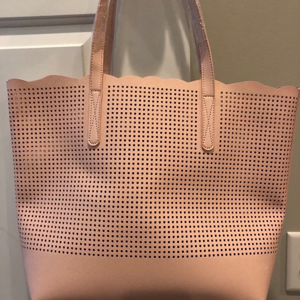 Neiman Marcus Blush Pink Perforated Tote Bag